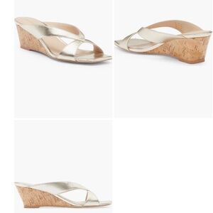 Stuart Weitzman Miami Slide Wedge Sandal (Women) Platino/Beige Size 8